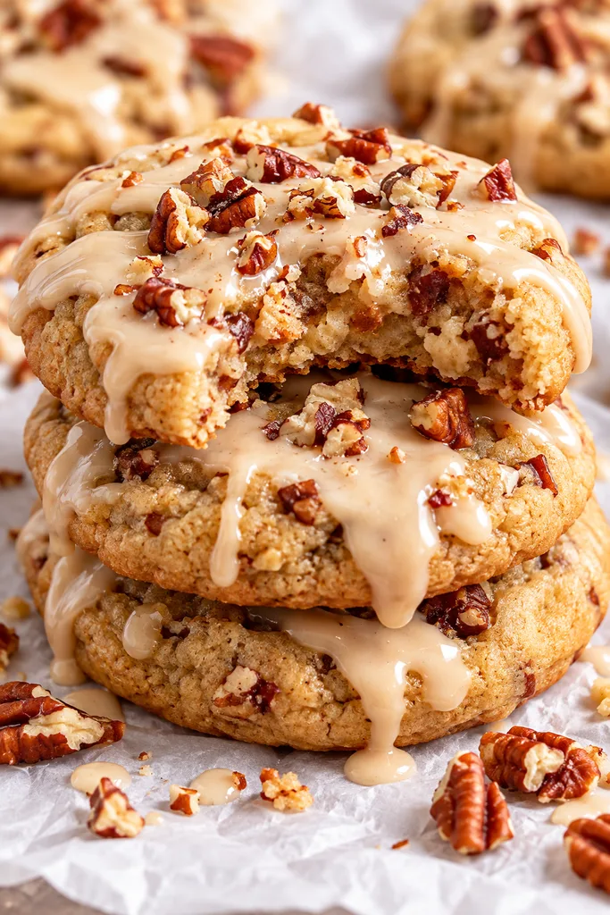Maple Pecan Cookies with Maple Glaze 7 Maple Pecan Cookies with Maple Glaze Stack
