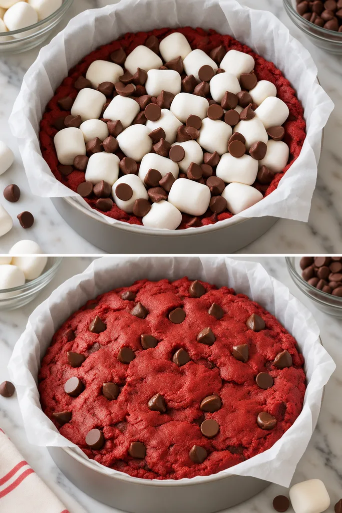 Red Velvet S'mores Cookie Cake Recipe 4 Red Velvet Marshmallow Cookie Cake Layers