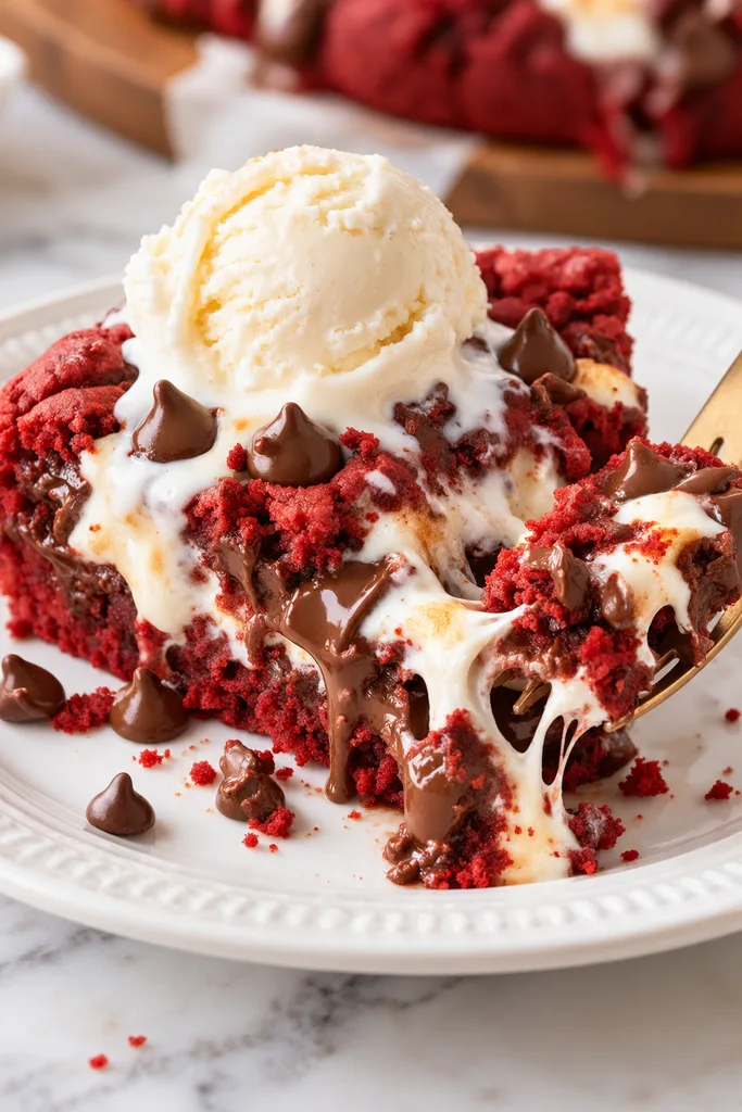 Red Velvet S'mores Cookie Cake Recipe 6 Red Velvet S'mores Cookie Cake Serving