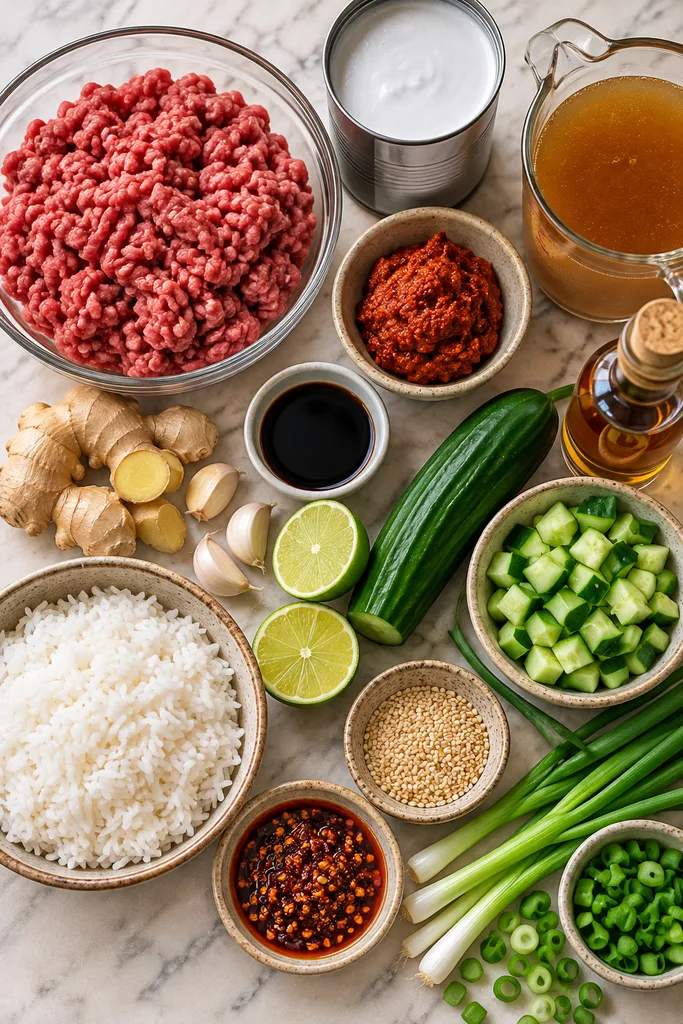 Ingredients for Curry Beef Broth Bowls