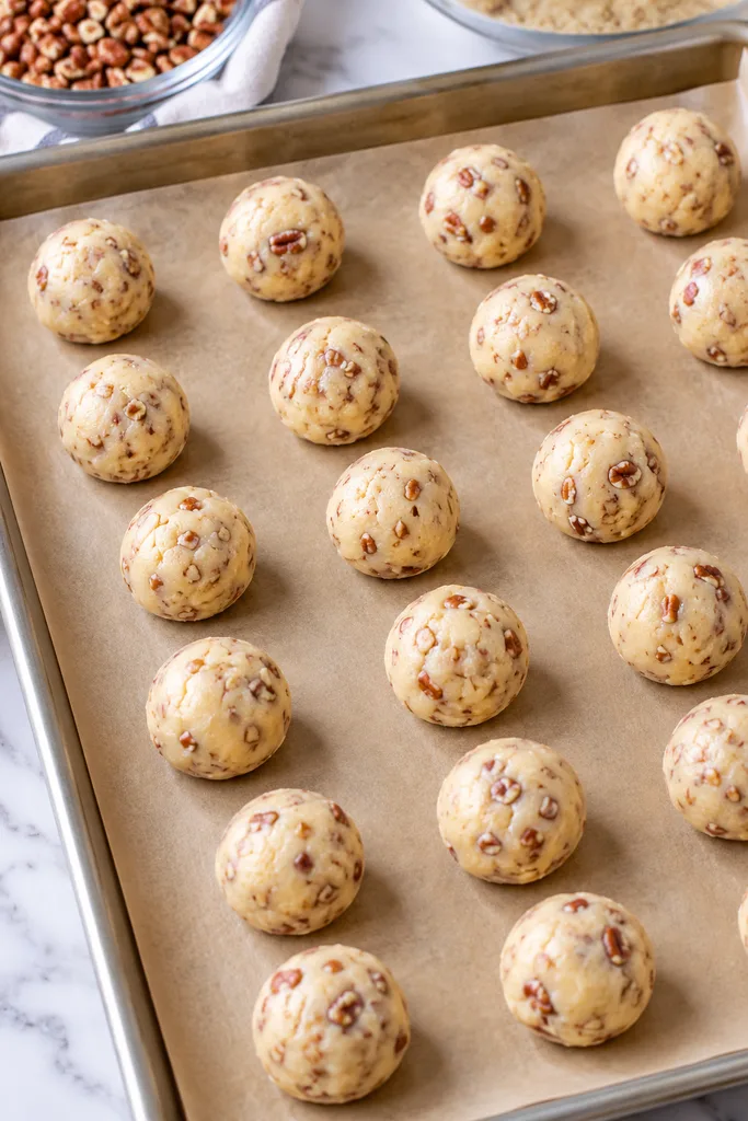 Southern Pecan Butterballs 5 Southern Pecan Butterballs dough balls